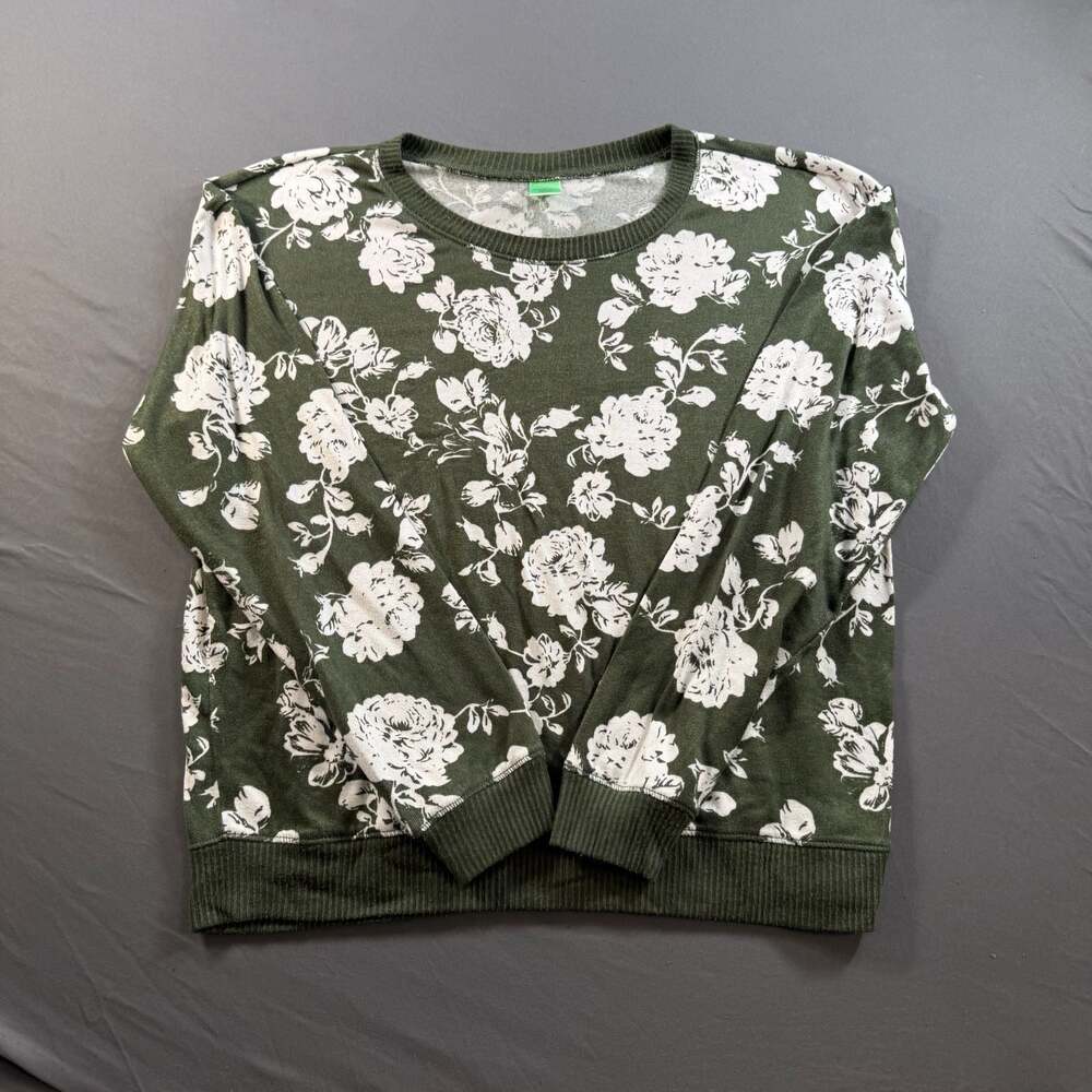 Honeydew Green Floral Long Sleeve Crewneck Sweatshirt